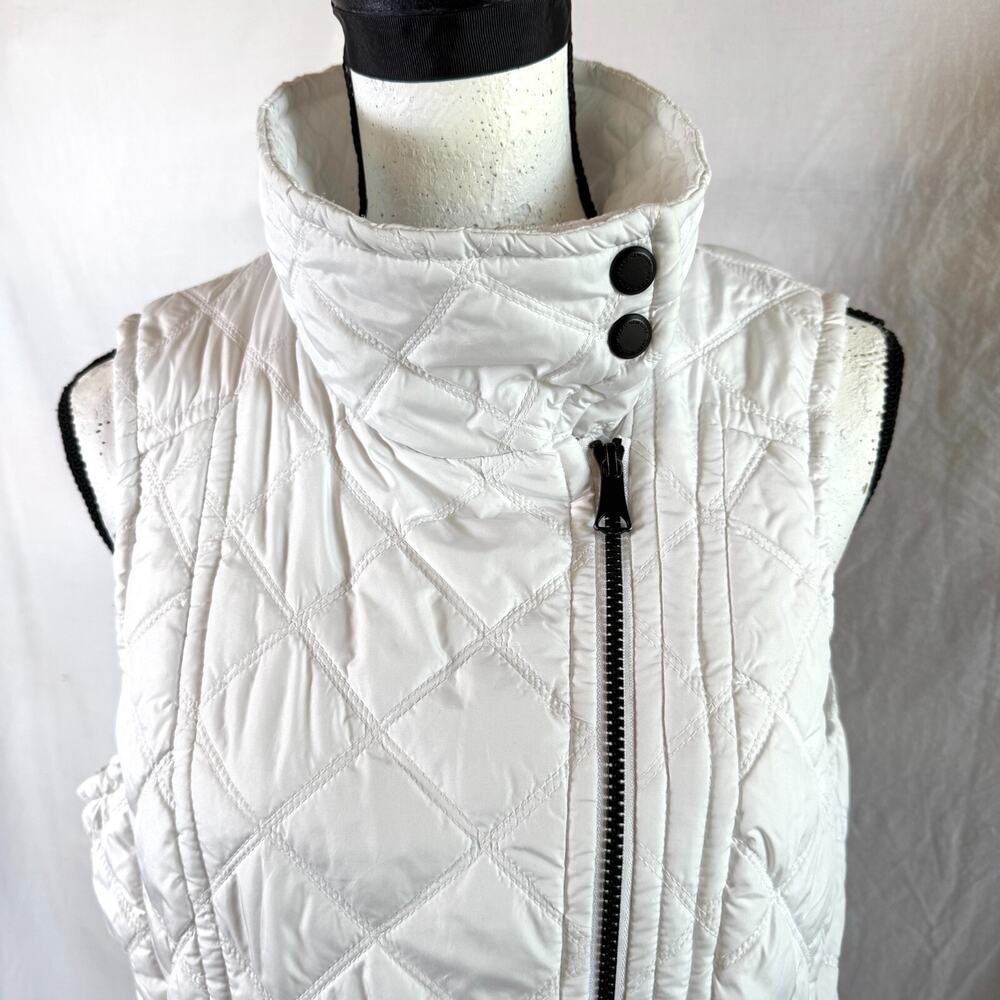 Marc New York Andrew Marc Womens M White Quilted Puffer Vest Zipper High Collar